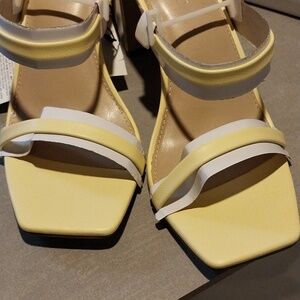Avery Yellow  With Block Heel Sandals